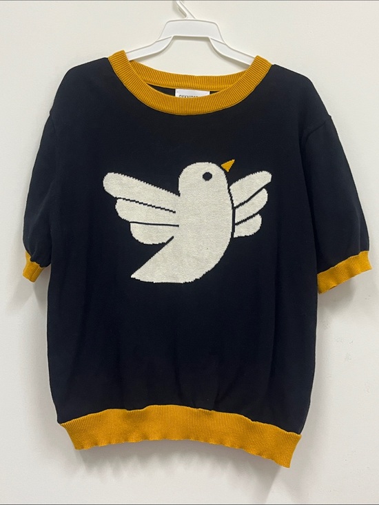 OXKnit Sweaters - OxknitStore Black & Mustard Bird Motif Pet Perch Sweater 2XL